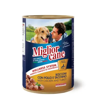 MIGLIOR CANE CHUNKS FOR DOG WITH CHICKEN AND TURKEY 405 GM