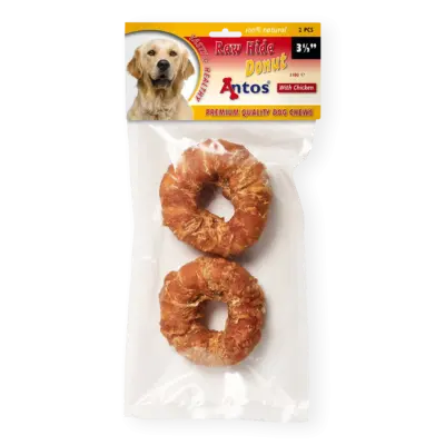 ANTOS raw hide white+chicken donut 3 1/3 2pcs