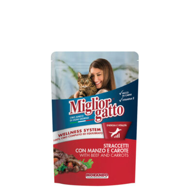 MIGLIORGATTO POUCH STRIPS BEEF AND CARROTS 100 GM