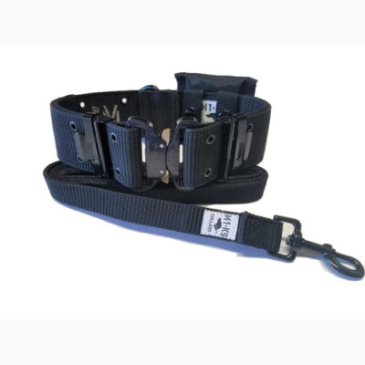M1-K9 Tactical Military Dog Collar w/ AustriAlpin Cobra Buckle, 6 ft. leash and Utility Pouch. Tactical Black.
