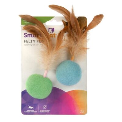 Smartykat Felty Fun Wool Felt & Feather Balls Cat Toys (Set of 2)
